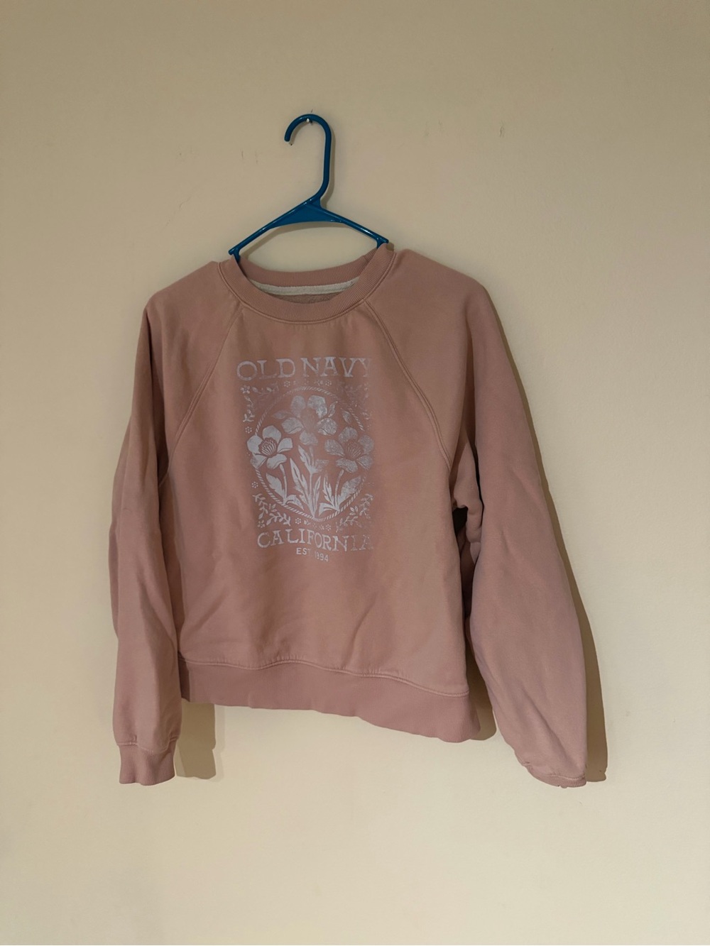 Old Navy Rose Pink Floral Graphic Crewneck Sweatshirt